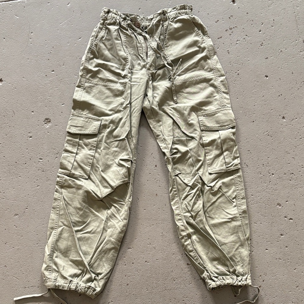 Green Cargo Pants with drawstring